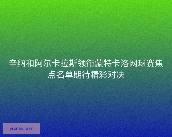 辛纳和阿尔卡拉斯领衔蒙特卡洛网球赛焦点名单期待精彩对决